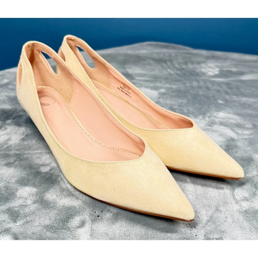Journee Collection Kitten Heels Womens 10 Beige Pointed Toe Slingback